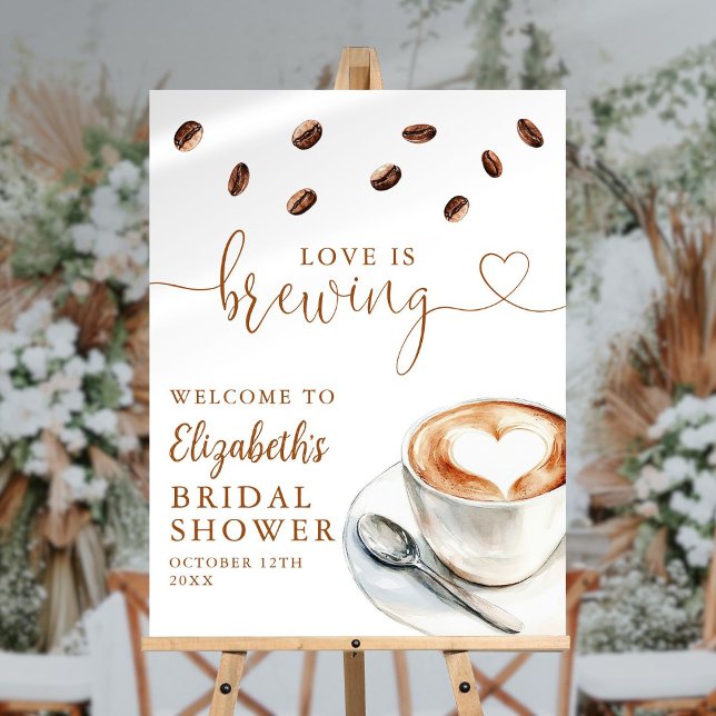 Love Is Brewing Bridal Shower Welcome Sign (Love Is Brewing Bridal Shower Welcome Sign)