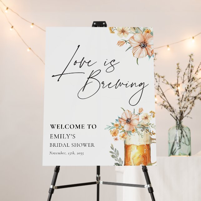 Love is Brewing Bridal Shower Welcome Sign (In Situ (Stand))