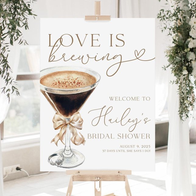 Love is Brewing Bridal Shower Welcome Sign, Coffee Foam Board (Creator Uploaded)