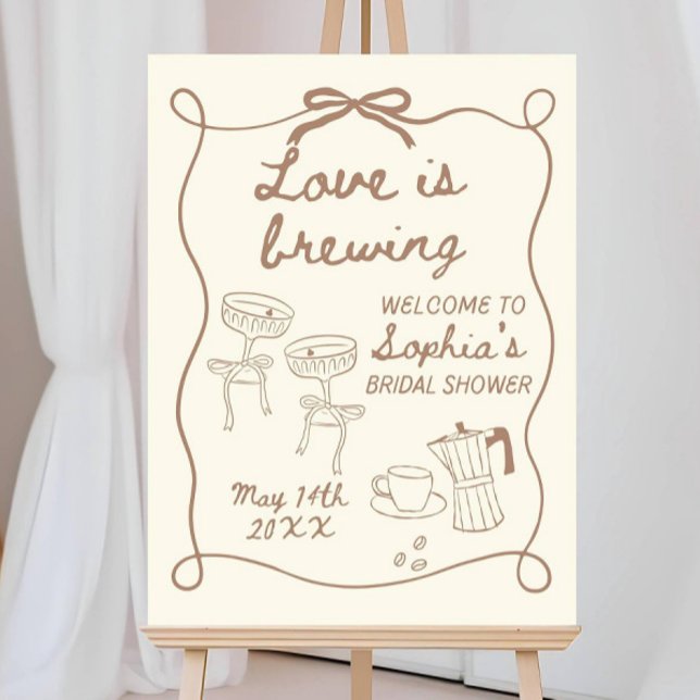 Love is Brewing Bridal Shower Welcome Sign, Espres Foam Board (Creator Uploaded)