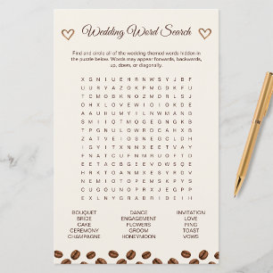 Love Is Brewing Bridal Shower Word Search Sheets