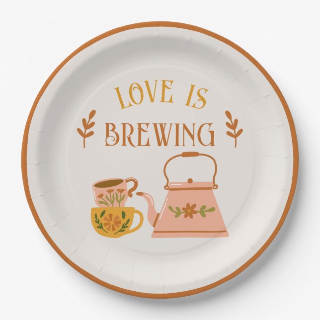 Love is Brewing Bridal Tea Paper Plates (Front)