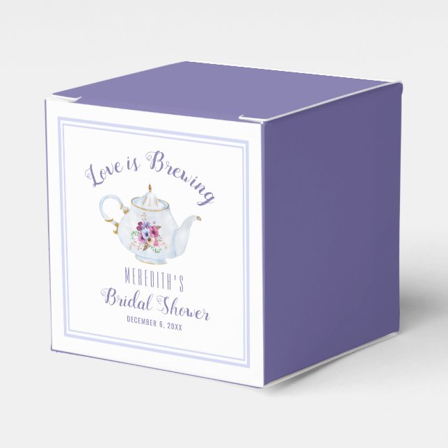 Love is Brewing Bridal Tea Party Favor Boxes (Front Side)