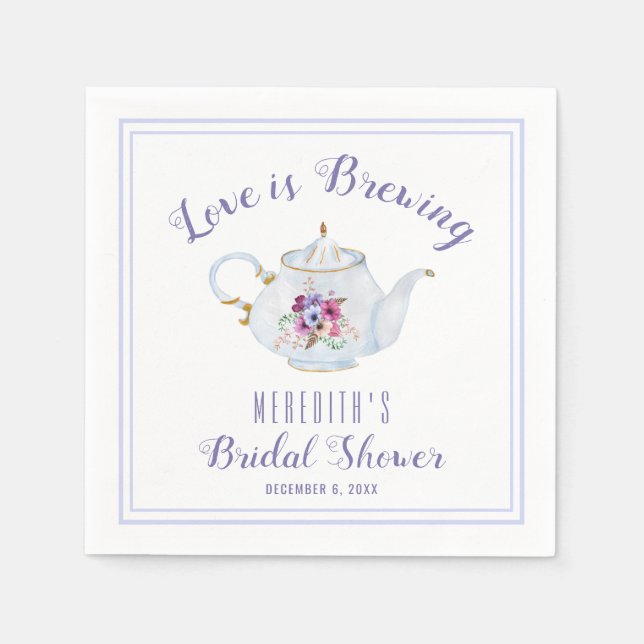 Love is Brewing Bridal Tea Party Napkins (Front)