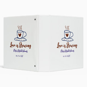 Love is Brewing brown blue bridal shower add name 3 Ring Binder