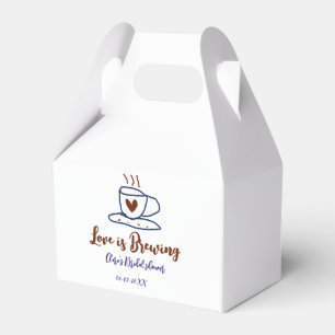 Love is Brewing brown blue bridal shower add name Favor Boxes