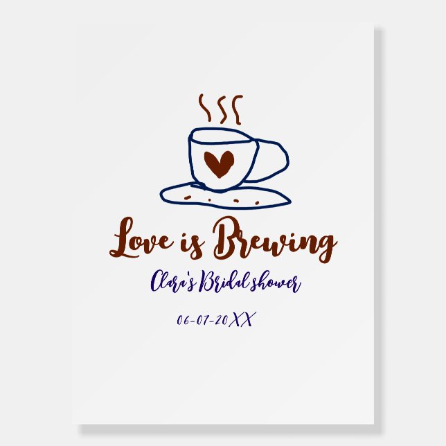 Love is Brewing brown blue bridal shower add name  Foam Board (Front)