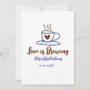 Love is Brewing brown blue bridal shower add name  Invitation