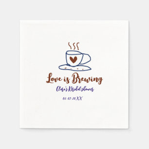 Love is Brewing brown blue bridal shower add name  Napkins