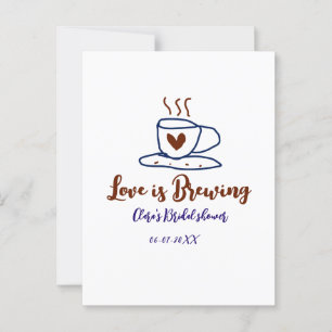 Love is Brewing brown blue bridal shower add name Postcard