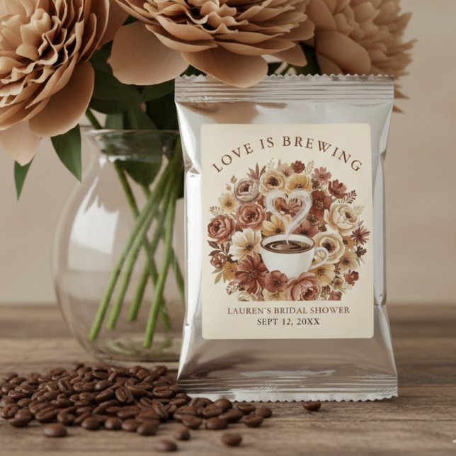 Love is Brewing Brown Floral Coffee Heart Bridal Coffee Drink Mix (Love is Brewing Brown Floral Coffee Heart Bridal Coffee Drink Mix
)