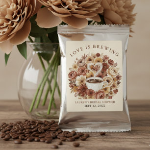 Love is Brewing Brown Floral Coffee Heart Bridal Drink Mix