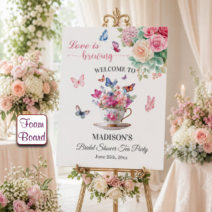 Love is Brewing Butterfly Bridal Shower Tea Party Foam Board