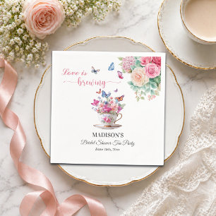 Love is Brewing Butterfly Bridal Shower Tea Party Napkins