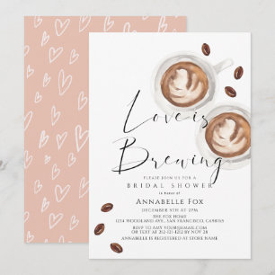 Love is Brewing Cappuccino Coffee Bridal Shower Invitation