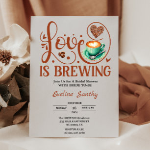 Love Is Brewing Cappuccino Heart Bridal Shower Invitation
