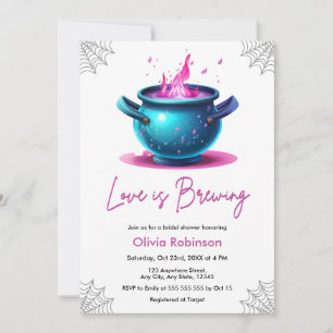 Love is Brewing Cauldron Halloween Bridal Shower Invitation