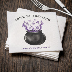 Love is Brewing Cauldron Halloween Bridal Shower Napkins