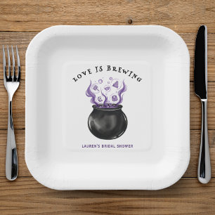 Love is Brewing Cauldron Halloween Bridal Shower Paper Plates
