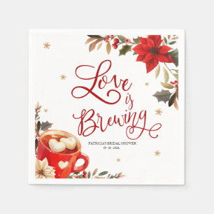 Love Is Brewing Christmas Bridal Shower Napkins