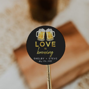 Love is Brewing Classic Round Sticker