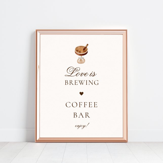 Love is Brewing Coffee Bar Bridal Shower Signage Poster (Creator Uploaded)