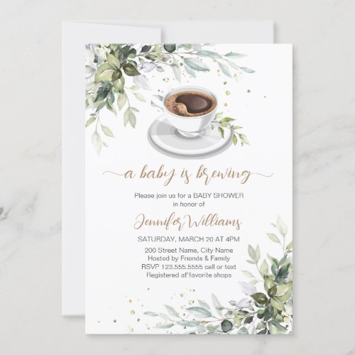 Love is brewing Coffee Bar Party Baby Shower Invitation