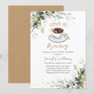 Love is brewing Coffee Bar Party Bridal Shower Invitation