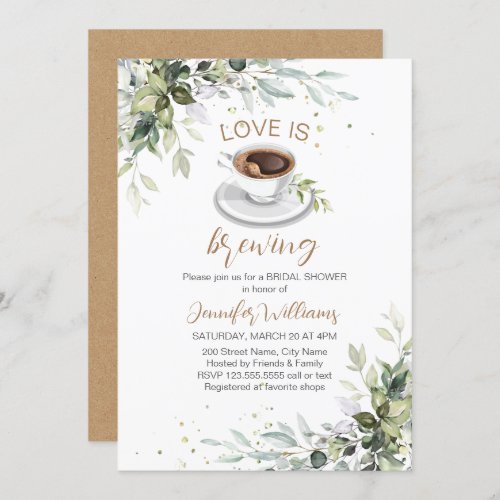 Love is brewing Coffee Bar Party Bridal Shower Invitation