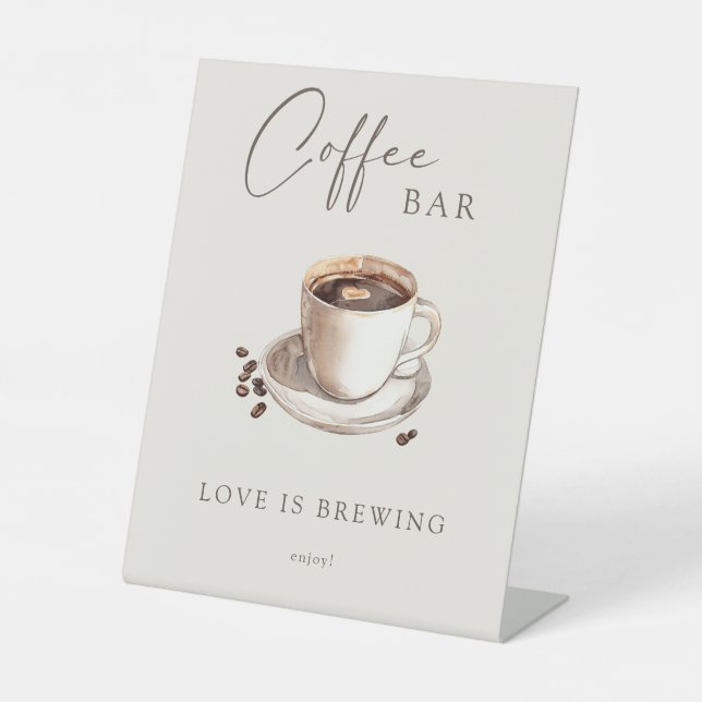 Love is Brewing Coffee Bar Pedestal Sign (Front)