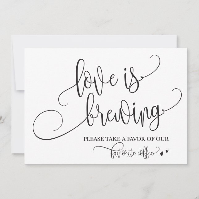Love Is Brewing Coffee Bar Wedding Sign Invitation (Front)