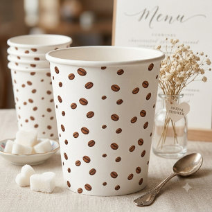Love is Brewing Coffee Bean Pattern Bridal Shower Paper Cups