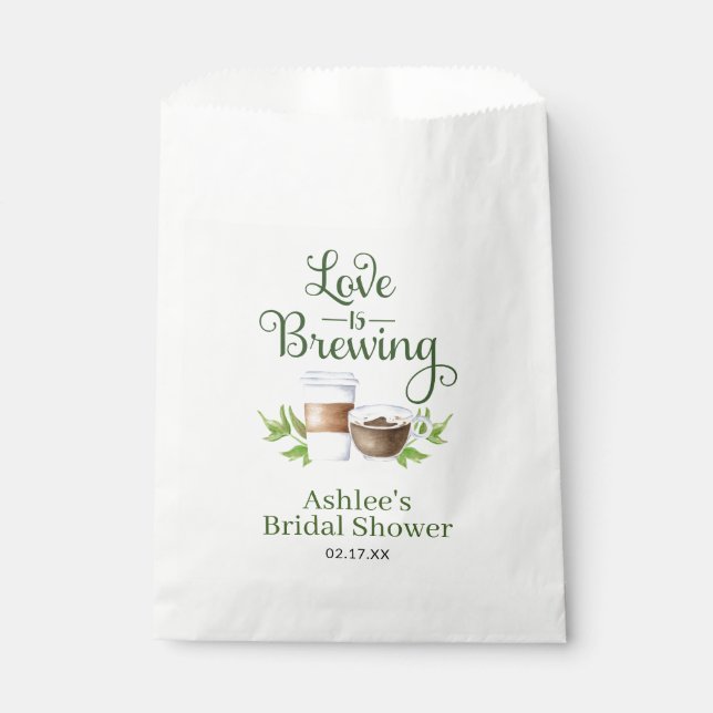 Love is Brewing Coffee Bean Treat Favor Bag (Front)