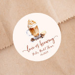 Love Is Brewing Coffee Beans Bridal Shower Classic Round Sticker<br><div class="desc">This is a Love Is Brewing Coffee Beans Bridal Shower Party Favor Stickers!</div>