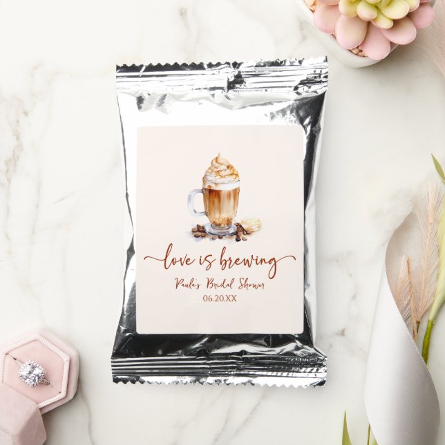 Love Is Brewing Coffee Beans Bridal Shower Coffee Drink Mix (Wedding)