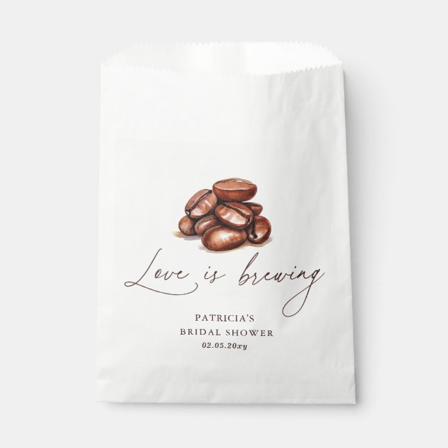 Love is Brewing Coffee Beans Bridal Shower Favor Bag (Front)
