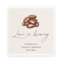 Love is Brewing Coffee Beans Bridal Shower Napkins