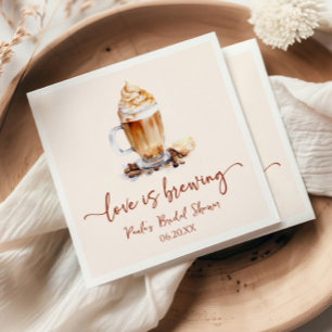 Love Is Brewing Coffee Beans Bridal Shower Napkins