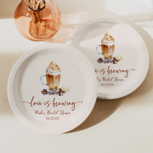 Love Is Brewing Coffee Beans Bridal Shower Paper Plates