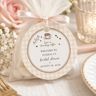 Love Is Brewing Coffee Boho Beige Custom Favor Tags