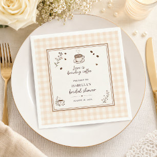 Love Is Brewing Coffee Boho Beige Custom Napkins
