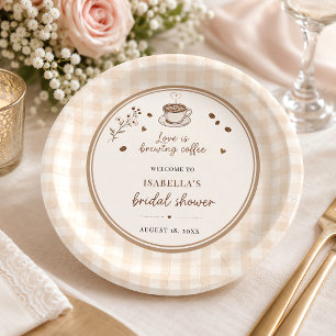 Love Is Brewing Coffee Boho Beige Custom Paper Plates