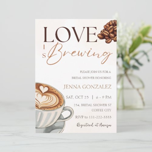 Love is Brewing Coffee Bridal Couple Shower Invitation
