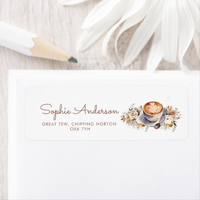Love Is Brewing Coffee Bridal Shower Address  Label (Insitu)