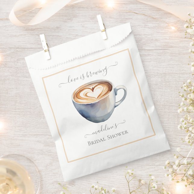 Love is Brewing Coffee Bridal Shower Favor Bag (Clipped)