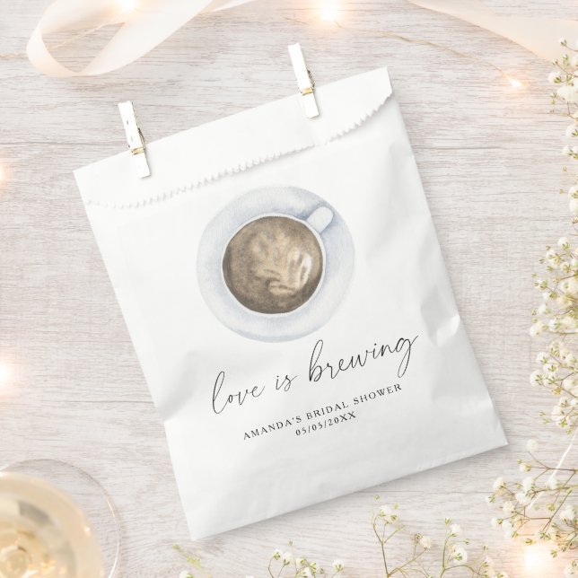 Love is brewing Coffee Bridal shower Favor Bag (Clipped)