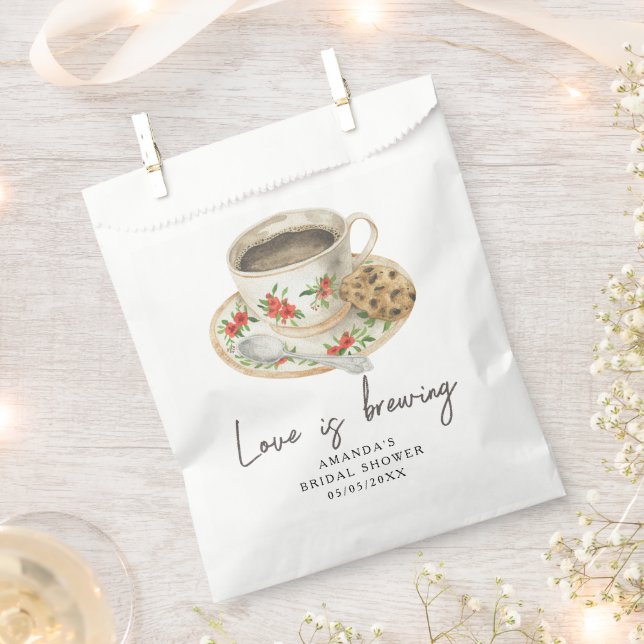 Love is brewing Coffee Bridal shower Favor Bag (Clipped)