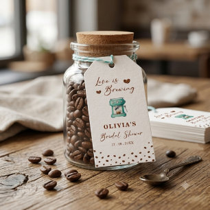 Love is Brewing Coffee Bridal Shower Favor Gift Tags