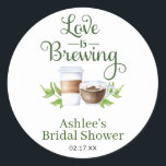 Love is Brewing Coffee Bridal Shower Favor Sticker<br><div class="desc">The love is brewing favor stickers are made to match the invitation with the modern watercolor coffee cups and lovely script wording. Easy to edit and a great way to personalize favors for guests.

Matching invitation and other items can be found in our shop.</div>