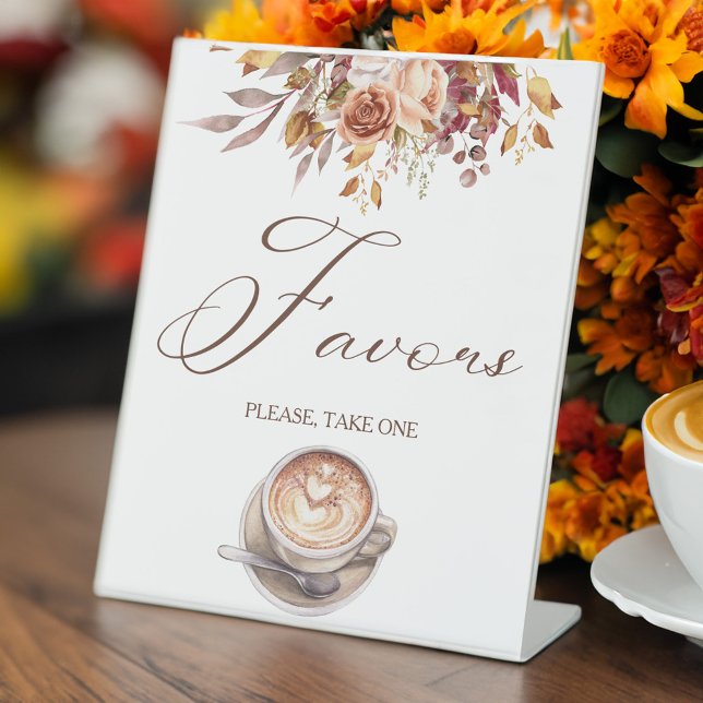 Love is brewing coffee bridal shower favors table pedestal sign (Love is brewing coffee bridal shower favors table pedestal sign personalized table decor)